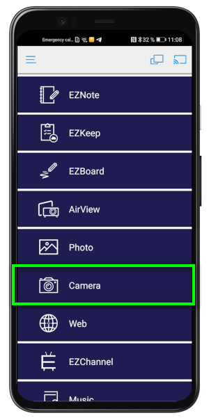 Camera function in EZCast Pro app