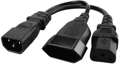 C14 to C13+Euro Y Type Splitter Adapter
