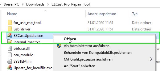 Run EZCastUpdate.exe