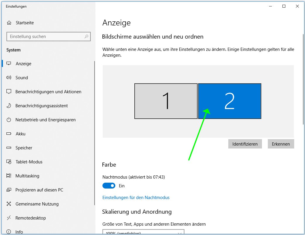 Miracast display in system settings