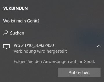Establishing Miracast connection
