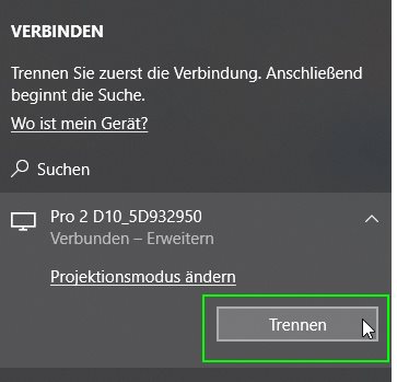 Disconnect wireless display
