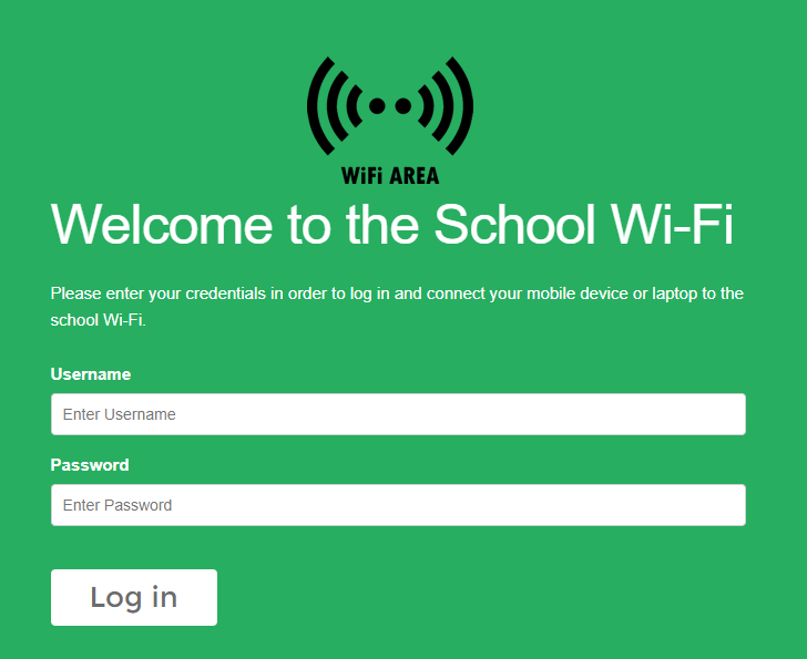 Captive Portal in use at a school