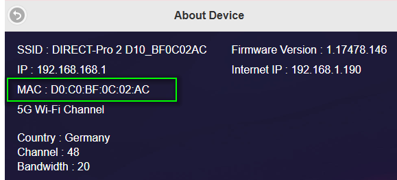 MAC Address in About Section